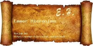 Emmer Hieronima névjegykártya